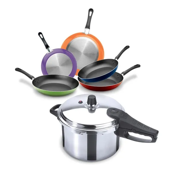 Set Ekco Classic: Olla Express 7 Litros Y Pack De 5 Sartenes