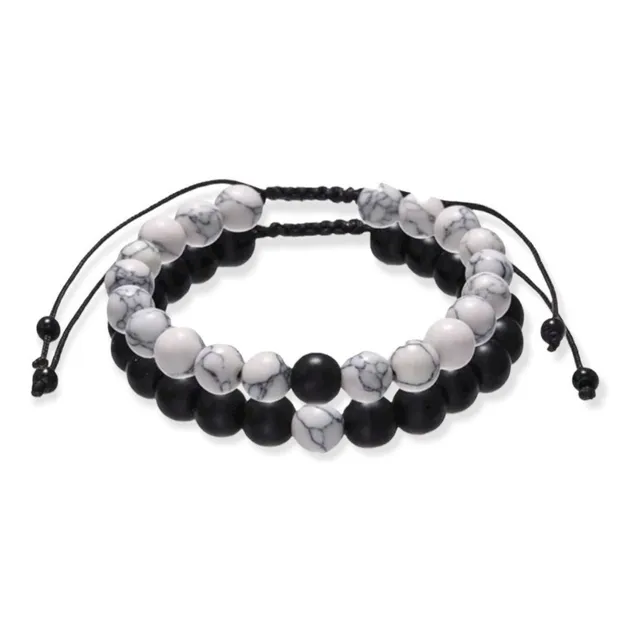 Pulseras Dobles Piedra Pulida 9803