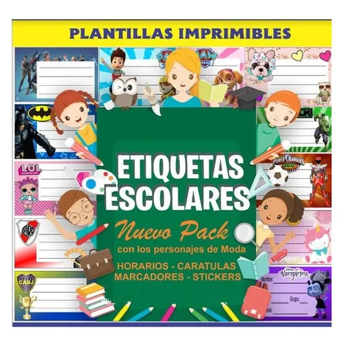 Kit Etiquetas Escolares Calendarios Horarios Imprimibles