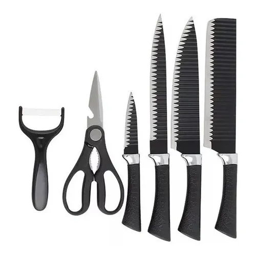 Juego de cuchillos antiadherentes Zepter para cubiertos, 6 piezas, color negro