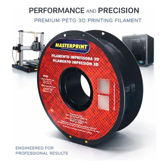 Filamento De Impressora 3d Petg 1,75mm Rolo 1kg Masterprint Cor Prata