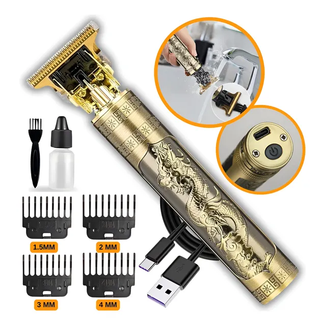 Maquina Maquininha De Cortar Cabelo Barbeador Eletrico Aparador De Pelos Acabamento Dragão Buda Profissional Kamufla