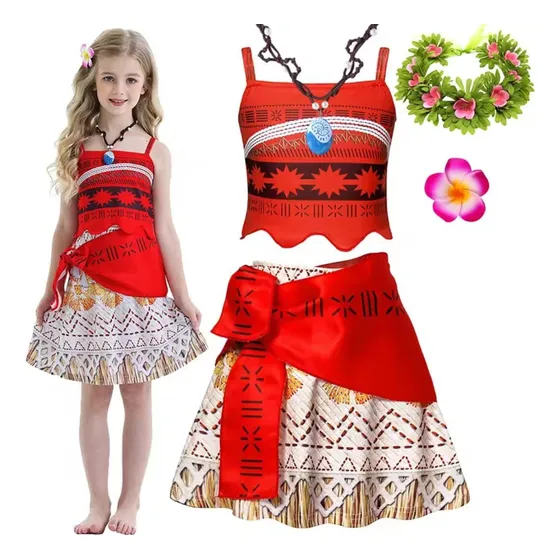 Disfraz Moana Para Niña Con Accesorios