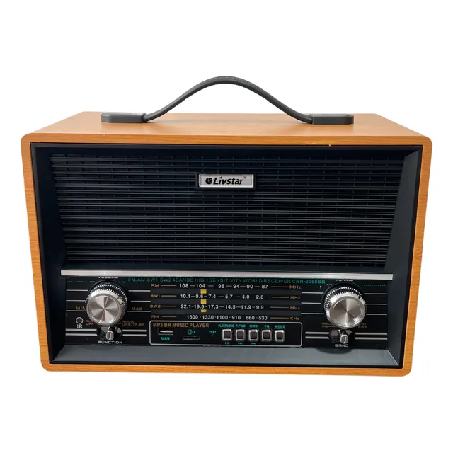 Radio Cnn-2068 Retro Recarregavel C/ Controle Bt/usb/fm/am