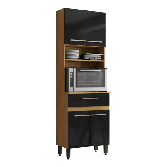 Mueble De Cocina Alacena Aparador Kit 4 Puertas 1 Cajón Muebles Web 2060 Color Negro/miel