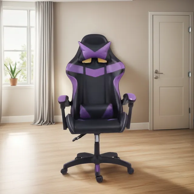 Silla Gamer Con Luz Led Rgba Reposa Pies Masajedor Reclina