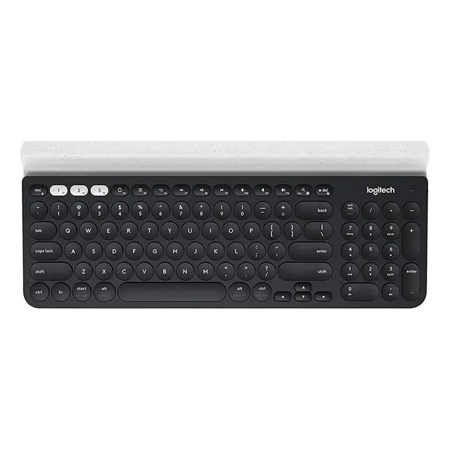 Teclado bluetooth Logitech QWERTY español latinoamérica color negro y blanco