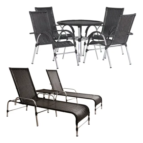 4 Cadeiras E Mesa,2 Espreguiçadeiras E Mesa- Jardim, Piscina