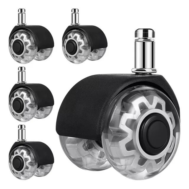 Kit 5 Ruedas Silicona Silla Oficina Goma Sillon Escritorio