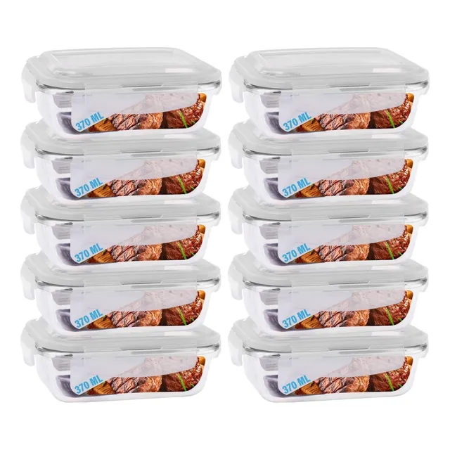 Conjunto 10 Potes Vidro Hermético Mantimentos Marmita 370ml Sortida