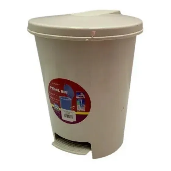 Papelera De Pedal Redonda 12l Crema Alfa Hogar