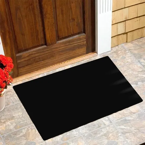 Conjunto 3 Tapetes Básicos De Porta Para Escritório E Sala Cor Preto Desenho Do Tecido Retangular