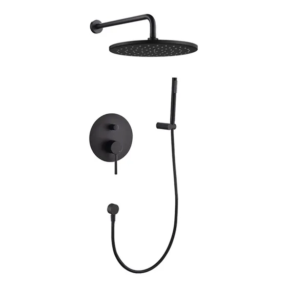 Sistema Ducha Juego Completo Grifo Lluvia Negro Mate Montado