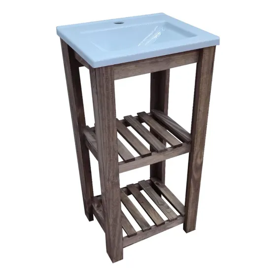 Vanitory De Pino Con Bacha 40cm Economico Estilo Campo