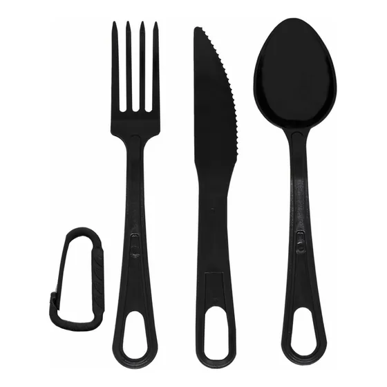 Talher De Campanha Camping Tático Bélica 4 Peças Cor Preto