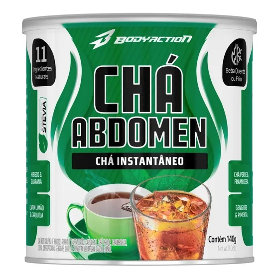 Bodyaction Té Abdomen Misto Solúvel 140g Hibisco Guaraná Carqueja Sabor Mix de ervas