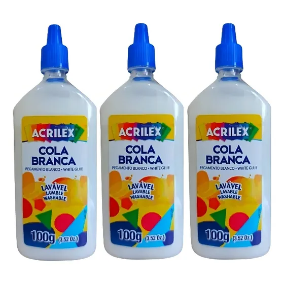 Kit 3 Pegamento Blanco Líquido Lavable Acrilex