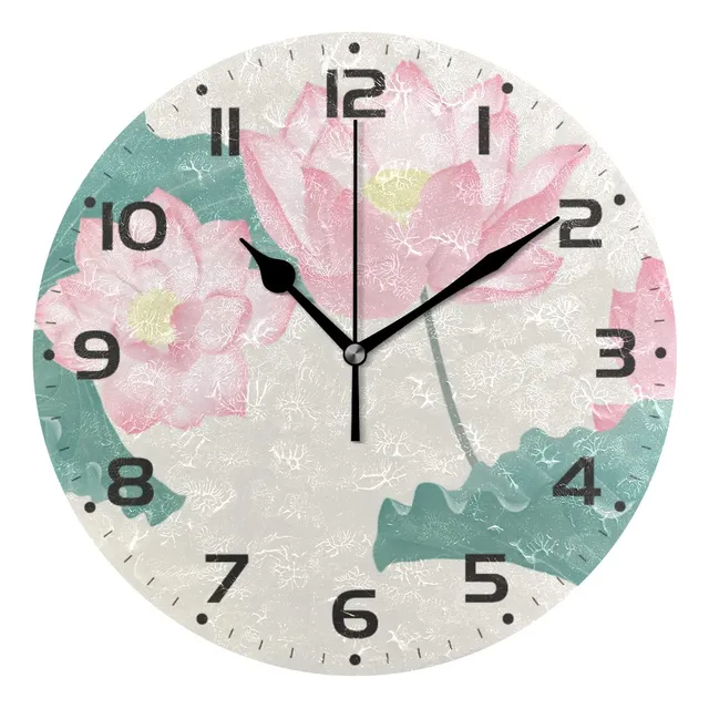 Reloj Pared Flor Loto 10  Silencioso Contacto Redondo