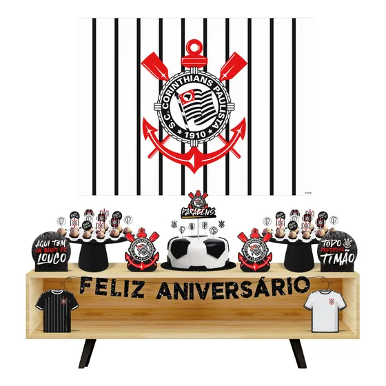 Kit Festa Fácil Corinthians Futebol Decoração Aniversário