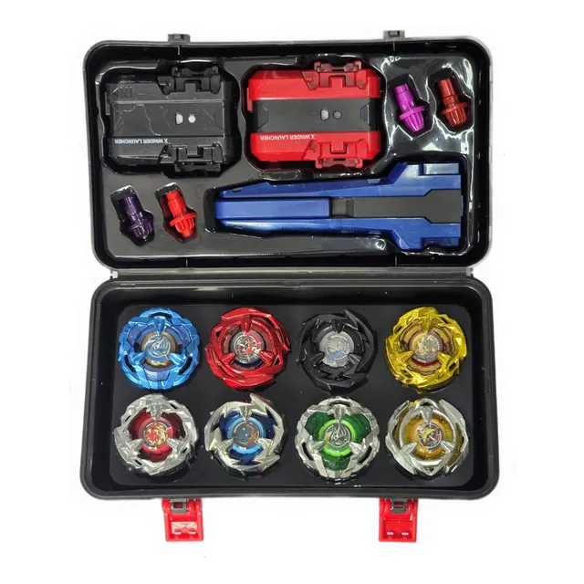 Kit De 8 Piões Metal Tornado Power 2 Lançadores Fusion Top