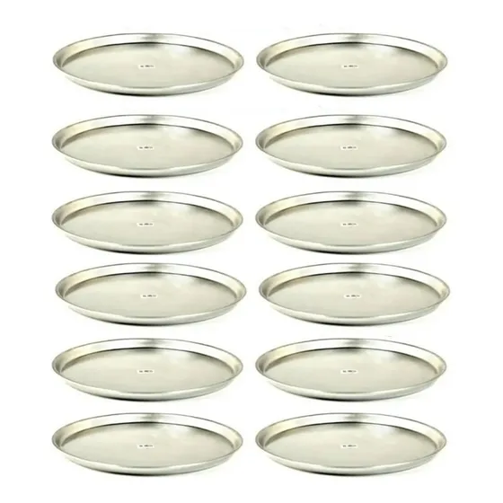Pizzeras Aluminio N°35 - Combo X 12 - Moldes - Pizza Grande Color Gris
