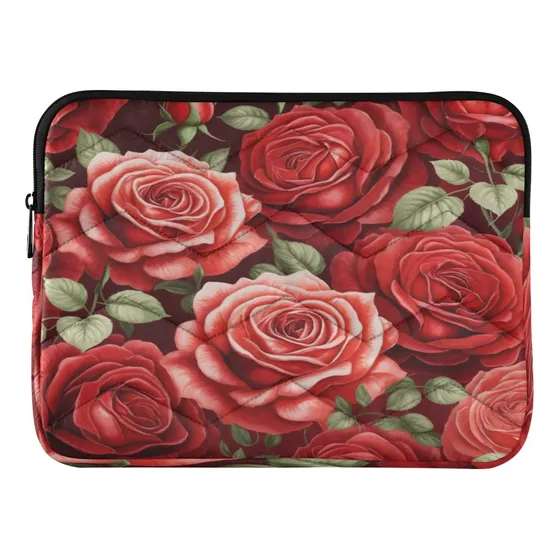 Funda Para Ordenador Portatil Patron Rosa Roja Bolsa 13-14 