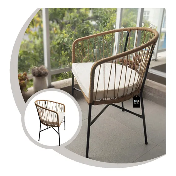 Sillón Gervasoni Individual + Almohadón Hierro Yute Jardín