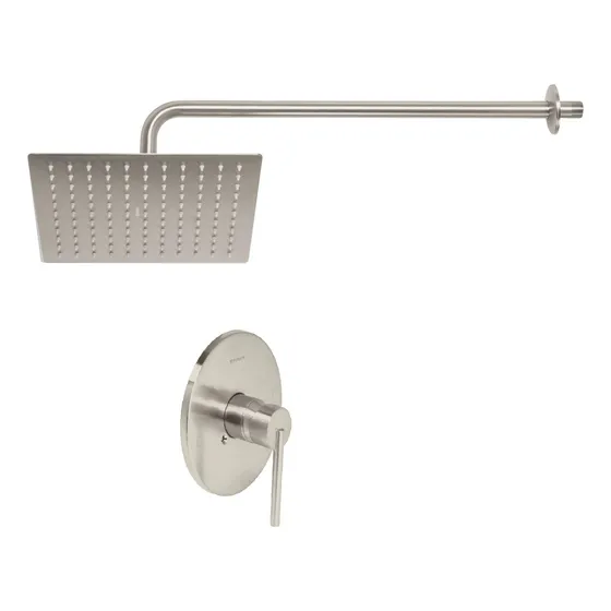 Kit Regadera Baja Presion Cuadrada 25cm Monomando Satin