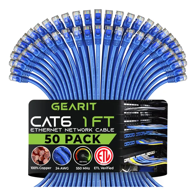 Gearit Cable Ethernet Cat 6 1 Ft (paquete De 50) - Cable