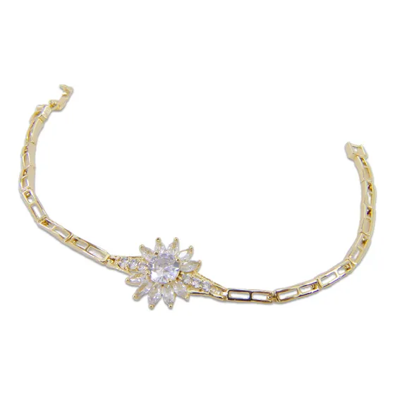 Pulsera Dorada Girasol Oro Laminado 18k Joyeria Fina P039