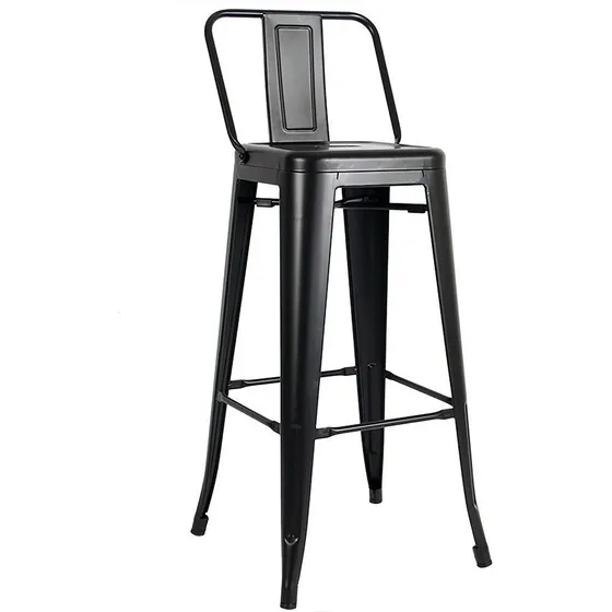 Banco Tolix Silla Alta Vintage Cafeteria Metal Galvanizada Color Negro