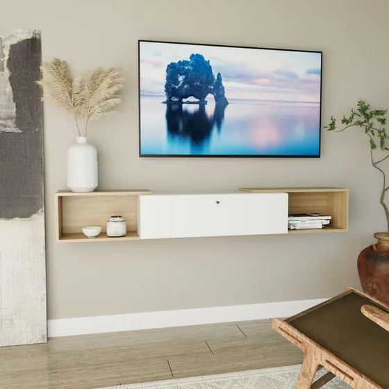 Estante Rack De Tv Flotante 1 Puerta Olmo Everest Home Collection
