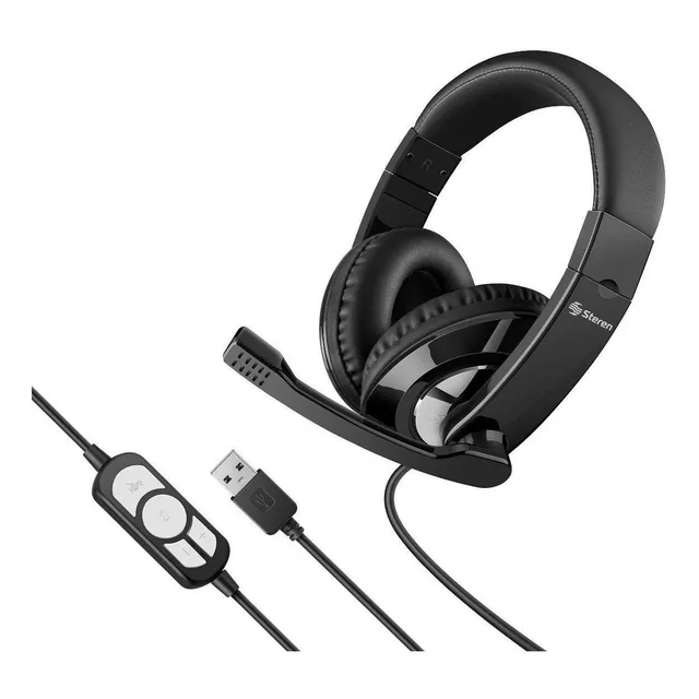 Audífonos Steren AUD-536NE Multimedia USB Ultraconfort Color Negro
