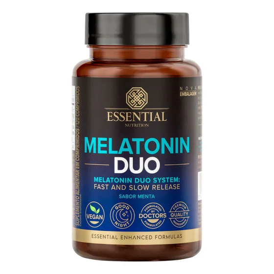 Melatonina Duo 120 comprimidos Essential Nutrition Sabor Menta