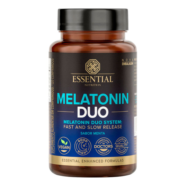 Melatonina Duo 120 Comprimidos Essential Nutrition Sabor Menta Melatonina Duo 120 Comprimidos Essential Nutrition Sabor Menta