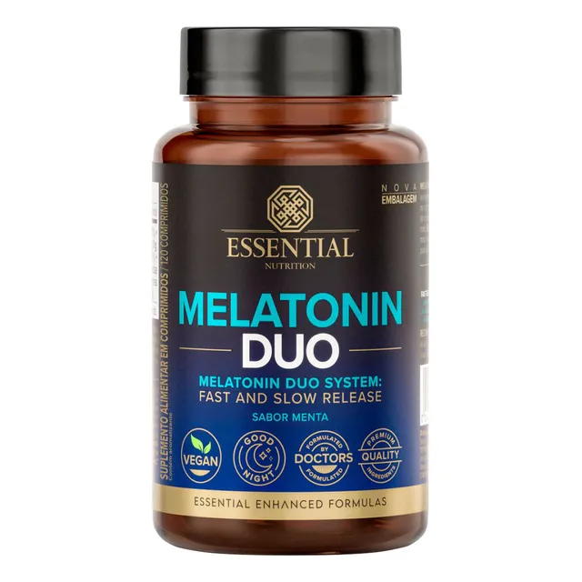 Melatonina Duo 120 comprimidos Essential Nutrition Sabor Menta