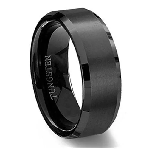 Anillo De Boda Para Hombre De Tungsteno Negro/plata 6mm-10mm