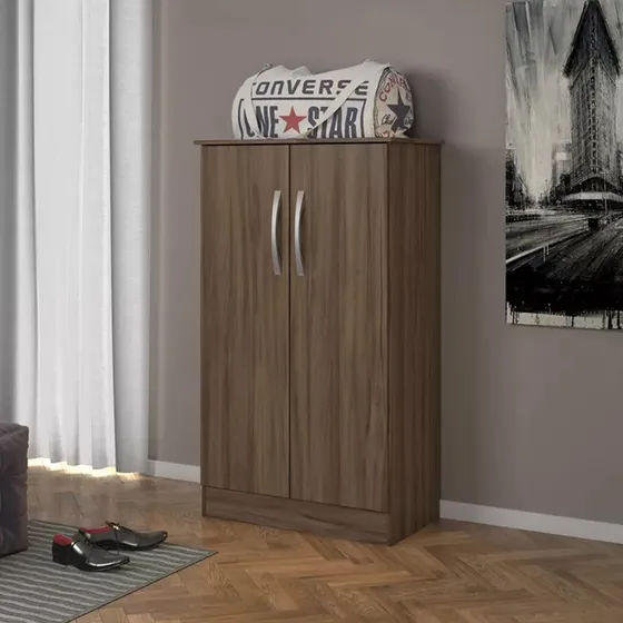 Armario Multiuso Zapatero Bajo Dos Puertas Blanco Color Marrón