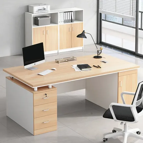 Homer design Escritorio Computación Homer Design con Cajoneras 140x60x77cm para Oficina Color Marrón