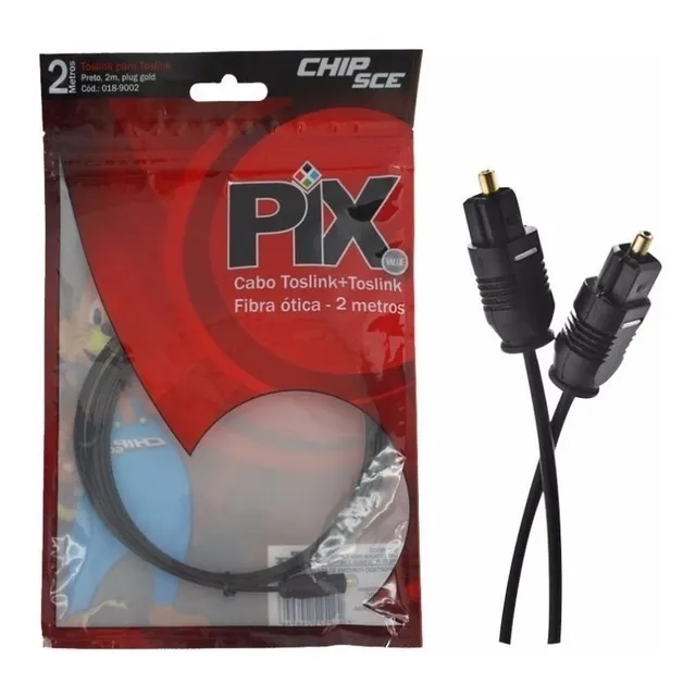 Cabo De Áudio Óptico Digital 2 Metros Toslink 2m Plug Gold