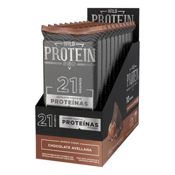 Barritas Wild Protein Pro Chocolate Avellana 10 unidades