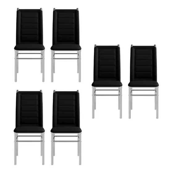 Conjunto 6 Cadeiras De Mesa Cozinha Cromada Ferro Moderna