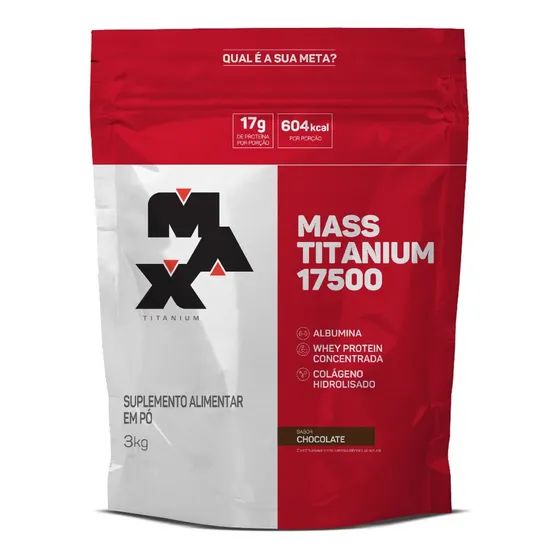 Hipercalórico Mass Titanium 17500 3kg - Max Titanium Sabor Chocolate