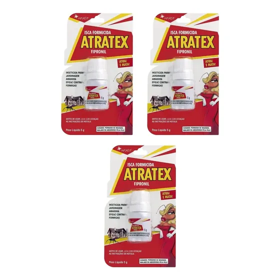 Atratex Formicida Isca Para Formiga Doceira Kit Com 3 Und