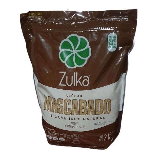 Azucar Mascabado Zulka De Caña 100% Natural Resellable 2kg