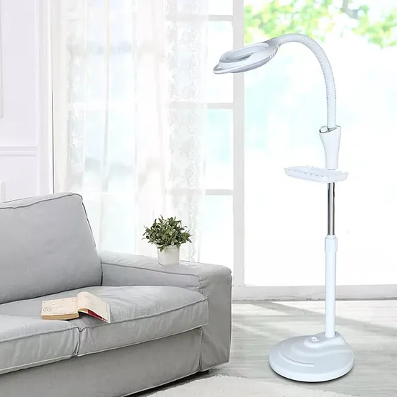 Lámpara Led Con Lupa De Piso Estética Multiusos