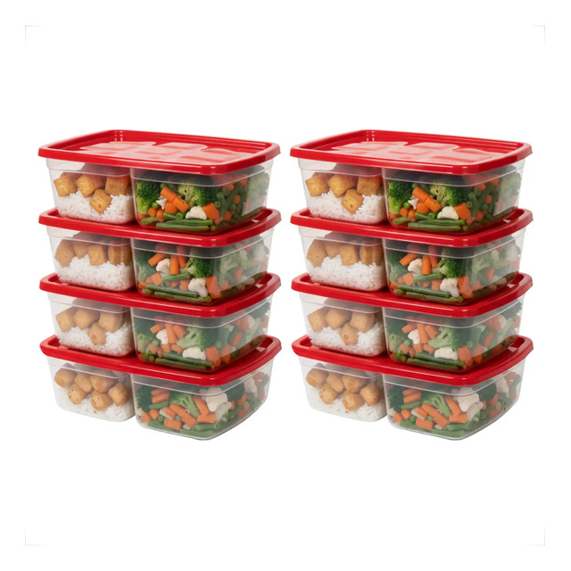 Kit 10 Potes 1.5l Para Marmitas Fitness Com 2 Divisórias Kit 10 Potes 1.5l Para Marmitas Fitness Com 2 Divisórias