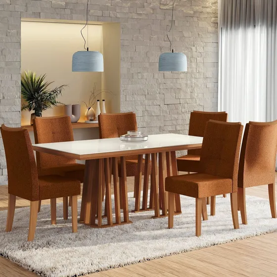 Mesa De Jantar Com 6 Cadeiras Alteia Canela/terracota Jd