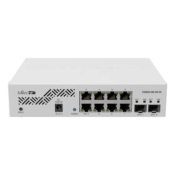 Switch 8 Ptos +2 Sfp De 10gbps Mikrotik. Css610-8g-2s+in