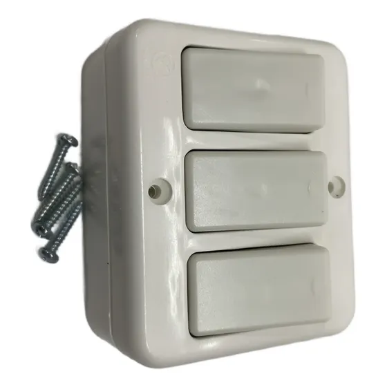 Interruptor Sobrepuesto Triple 9/32 Blanco Castillo